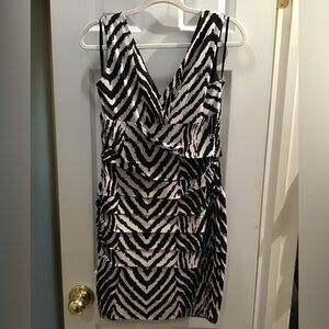 Zebra print knee length dress.